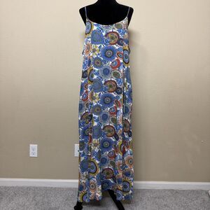 Ekouaer Dress Womens 2XL Multicolor Floral Maxi Sundress Pockets Rayon Summer